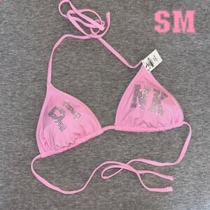 VS PINK Limited Edition Pink Lollipop Rhinestone Bling String Bikini Top - SM